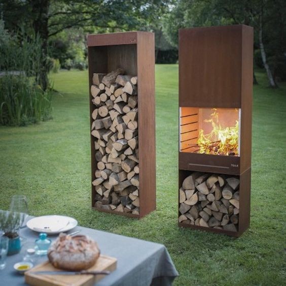 Corten Outdoor Firepit With Cuboid Shape